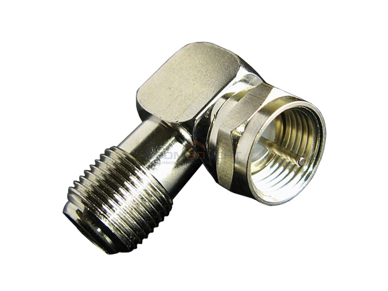 Переходник угловой F-разъем — F-розетка (штекер F - гнездо F)