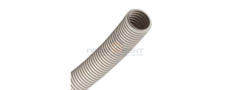Труба ПВХ гибкая гофр. д.20мм, лёгкая без протяжки, цвет серый [бухта 25м]